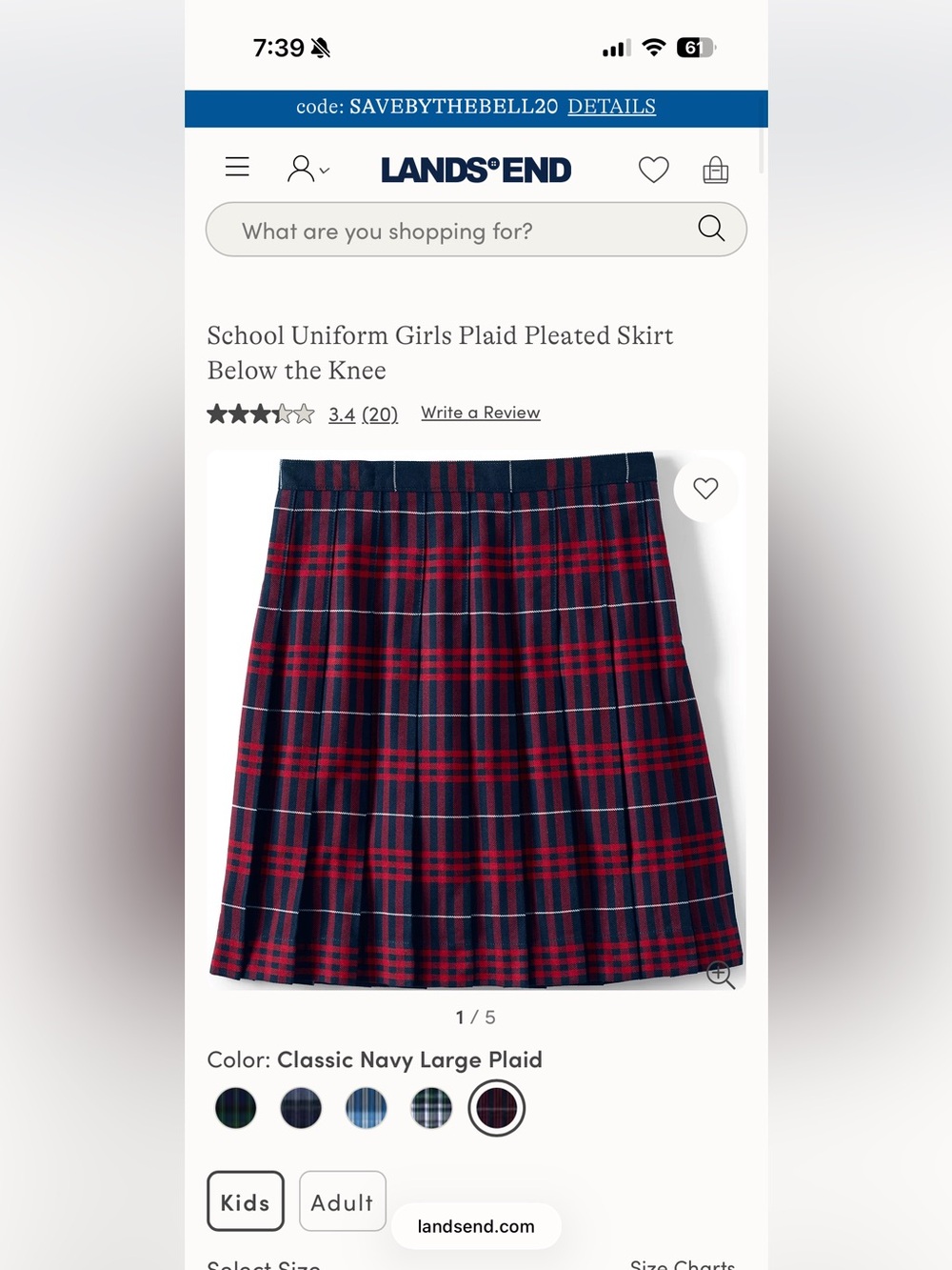 NWT Lands End Girls Plaid Pleated Skirt - Picture 3 of 3